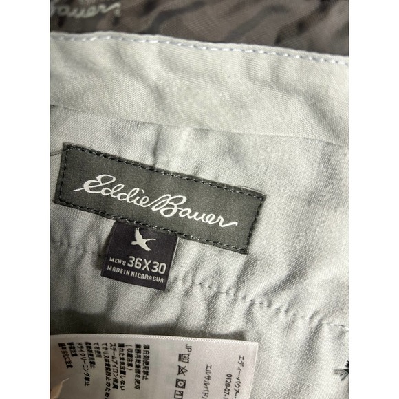 Eddie Bauer Grey Chinos Khakis Mens 36x30 100% Cotton - Picture 8 of 13